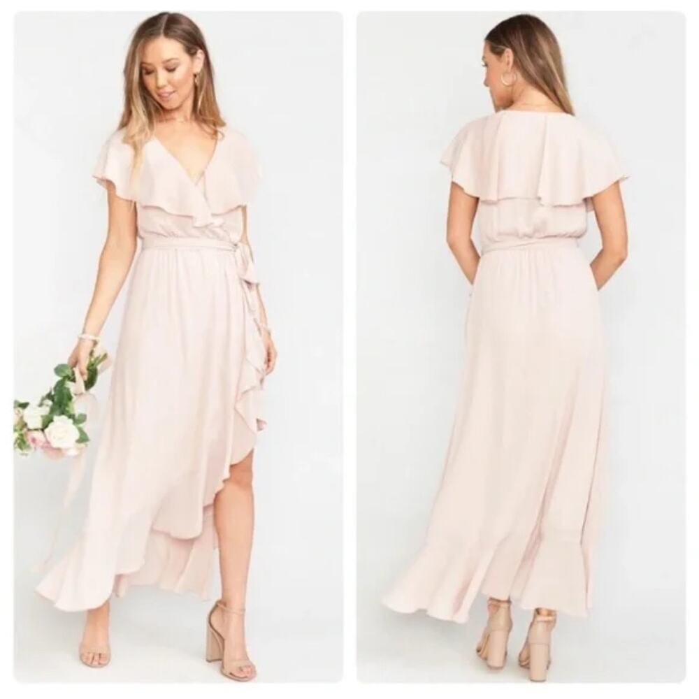 show me the ring crisp bridesmaid dress ☀️Show Your MuMu Jess Ruffle Trim Me S Color::#10-Dark Scarlet